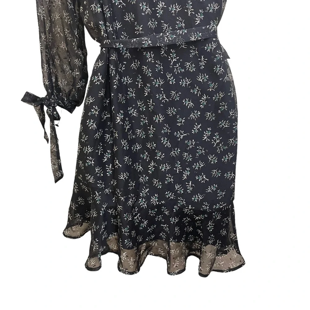 Collective Concept Womens One Shoulder Flora Ruffle Cocktail Dress Black XS - Picture 11 of 13